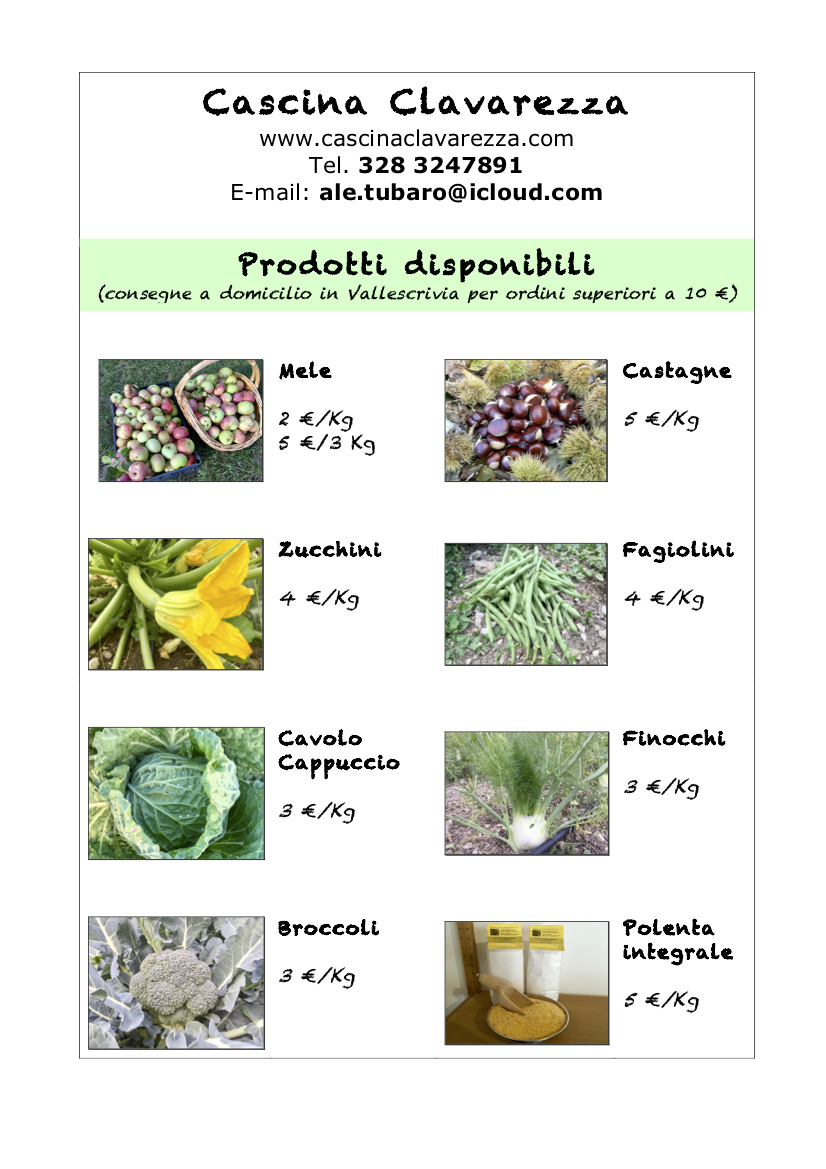 Prodotti disponibili 10 ott